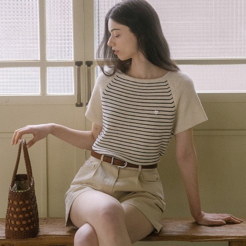 틸아이다이 Stripe cotton blended knit TISU03TN01_Ivory