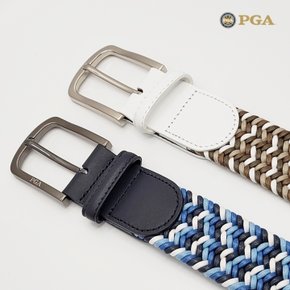 PGA 남성 캐주얼 이태리 천연 소가죽 배색 탄력 골프 벨트 PGA-212