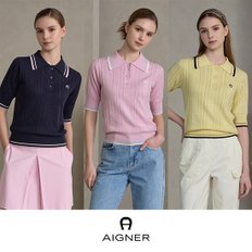 [한정수량] 24SS AIGNER 실크블렌디드 썸머 카라 니트