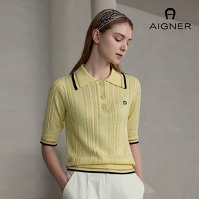 [한정수량] 24SS AIGNER 실크블렌디드 썸머 카라 니트