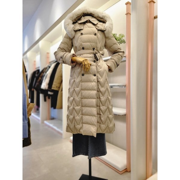 [여주점] 여성 퍼 트리밍 벨티드 롱 구스다운(ITPBWPD360)