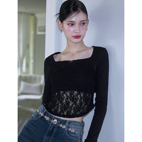 Lace Layered Long Sleeve [Black]