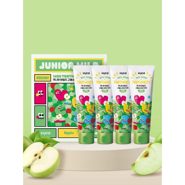 주니어 마일드 고불소 구취케어 비건치약 사과향 110g 4개입