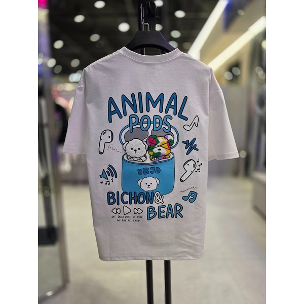 [시흥점] 26 남여공용 애니멀팟 부클 반팔티(화이트)/JHZK10304WH