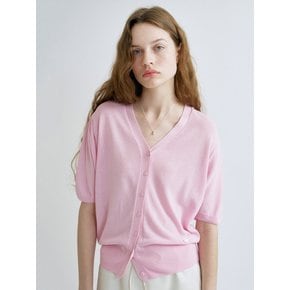 S kylie Linen V Neck Knit Cardigan_Pink