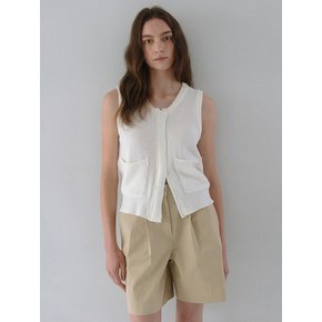 Bukle Sleeveless Zip-Up Knitwear - Ivory