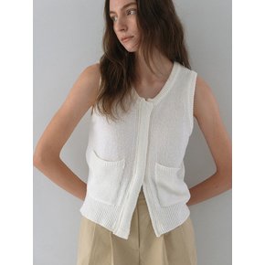 Bukle Sleeveless Zip-Up Knitwear - Ivory