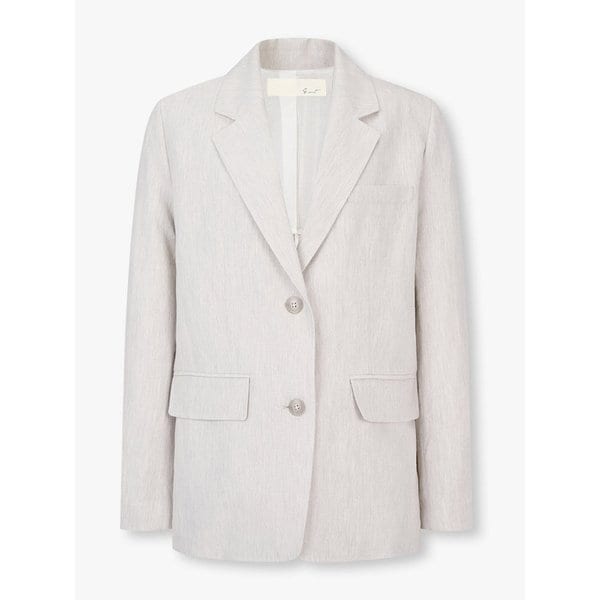 린넨 블렌드 싱글 자켓_라이트 그레이 7215210302