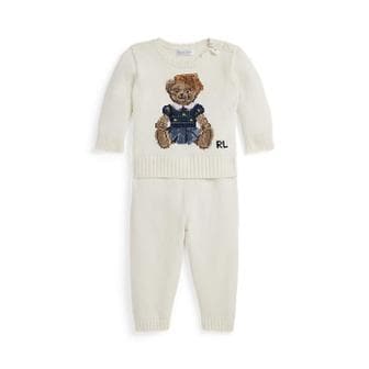 폴로 랄프 로렌 랄프 로렌 베이비 여아 폴로 베어 코튼 스웨터 앤 팬츠 세트(CWPO2STF8520067101)
