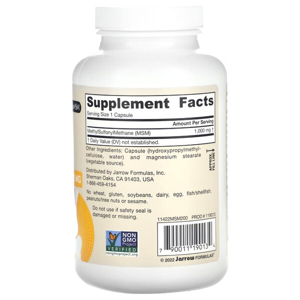 자로우 포뮬러스 MSM 1000mg 200캡슐 X 3통 식이유황