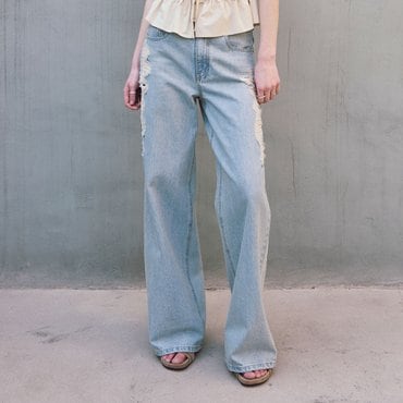 레이브 Demaged Tapered Denim Pants in L/Blue VJ5ML430-AM