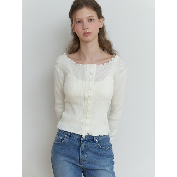 Duo wave knit cardigan (ivory)