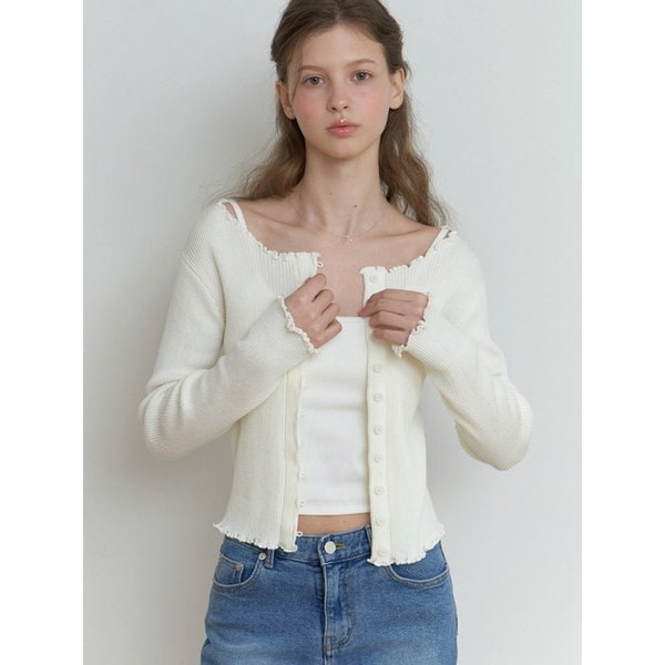 Duo wave knit cardigan (ivory)