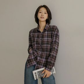 하로엘 체크 카라 오버핏 남방_P440997277
