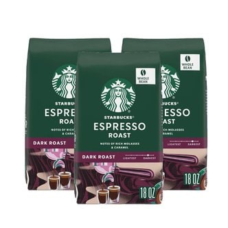  스타벅스 에스프레소 다크 로스트 홀빈 원두 커피 Starbucks Espresso Whole Bean Coffee 510g 3개