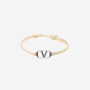 브이로고 시그니쳐 코튼 브레이슬릿 베이지 Valentino Vlogo Signature Cotton Bracele