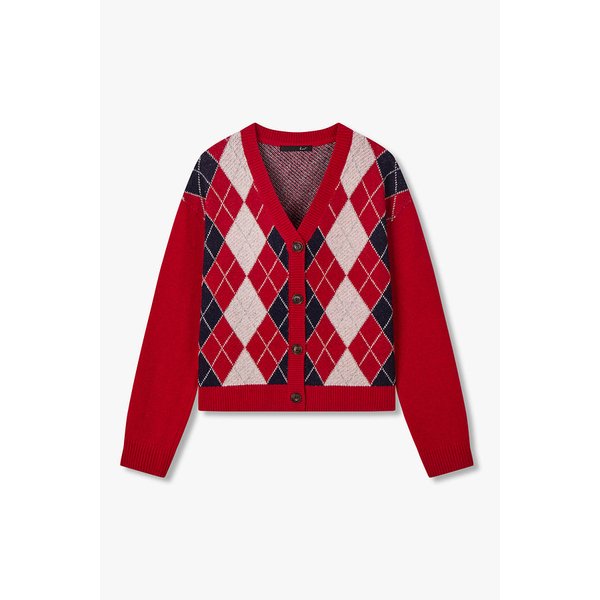 아가일 패턴 브이넥 니트 가디건 7255450107150