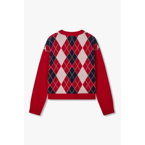 아가일 패턴 브이넥 니트 가디건 7255450107150