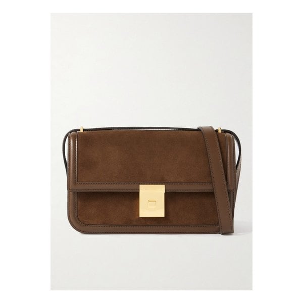 드멜리어 파리 가죽 트리밍 스웨이드 숄더 백 브라운 1647597338077807