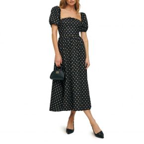 4390693 Reformation Marella Puff Sleeve Linen Dress