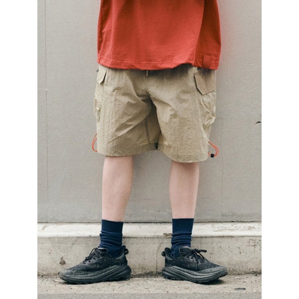 [UNISEX] NYLON RIPSTOP MULTI CARGO SHORTS (BEIGE)