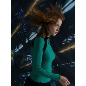 FLOWER EMBROIDERY TWO TONE LONG SLEEVE (2 COLOR)