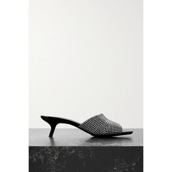페탈 크리스털 장식 스웨이드 뮬 블랙 1647597326353280