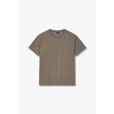 EMPORIO ARMANI 남성 엠보 로고 패턴 크루넥 티셔츠 (0815114026)