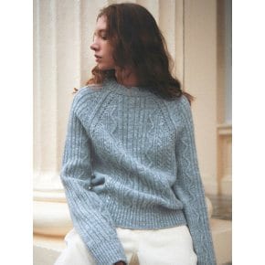 MELANGE CABLE PULLOVER (Mel.Grey)