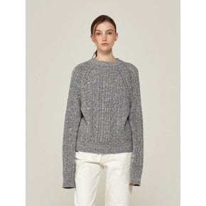 MELANGE CABLE PULLOVER (Mel.Grey)