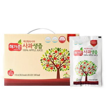  해가준 예산황토사과 사과생즙 110ml x 30포