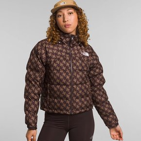 여성 2000 레트로 눕시 Nuptse 패딩 자켓 Coal Brown TNF Monogram Print