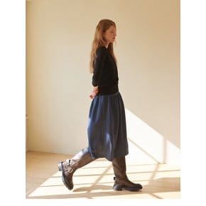 Shirring Flare Skirt Blue