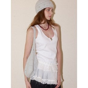 Lily Fur Handmade Crochet Baguette Shoulder Bag _ Gray