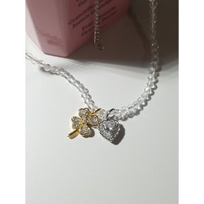 [단독][Silver925] Bukoleon Clover & Moika Heart Beads Necklace