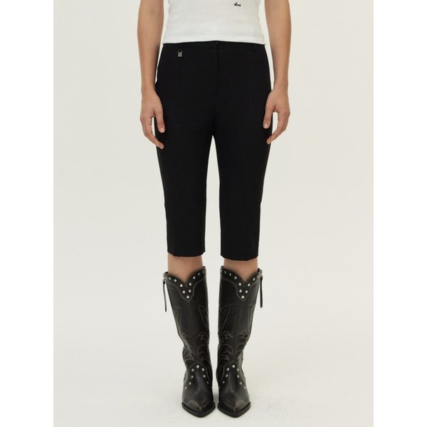 Back Slit Capri Pants, Black