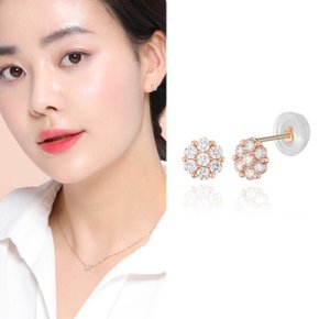 14K 골드 금 귀걸이 침형 블링 큐빅