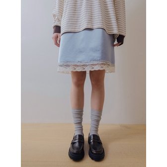 UNNOUT SILKY LINGERIE SKIRT SKY