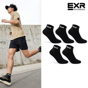 남성 심플 스탠다드 발목양말 5P_BK