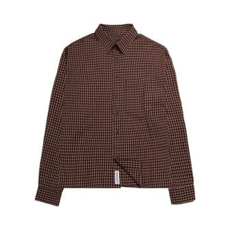 세인트페인 SP 크롭 스몰 체크 셔츠 브라운