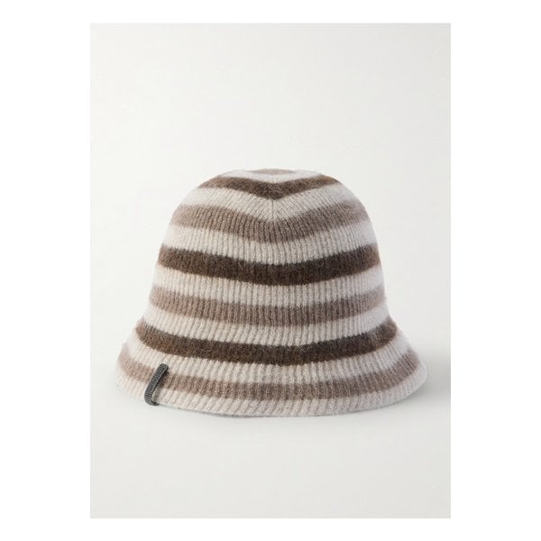 브루넬로쿠치넬리 비즈 장식 스트라이프 메탈릭 리브 니트 버킷 햇 46376663162900453