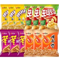 농심 농 심 새우깡 3봉+꿀꽈배기 3봉+포테토칩3봉+바나나킥3봉