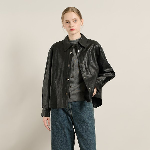 [여주점] 올앤선드리 인조레더 칼라자켓 A5F8F110