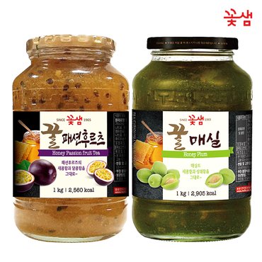  꽃샘 꿀패션후르츠차 1KG +꿀매실골드 1KG (과일청)