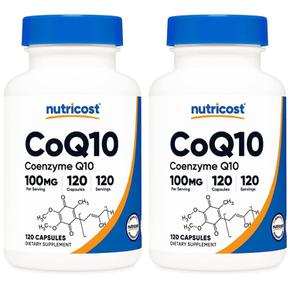 [해외직구] Nutricost 뉴트리코스트 코큐텐 코엠자임 큐텐 100mg 120베지캡슐 2팩 CoQ10 100mg 120 Vegetarian Capsules