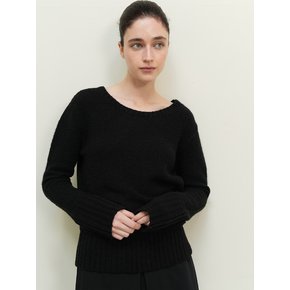 Double civet Wool long sleeve knit - Black