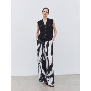 Printed Wide-Leg Pants Black