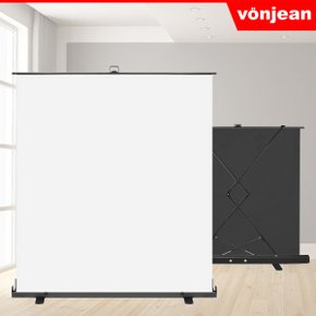 VDR-M202W 포터블 이동식 풀업 롤스크린 200X200cm -화이트 [스튜디오 브이로그 개인방송 사진영상 촬영 배경 등]