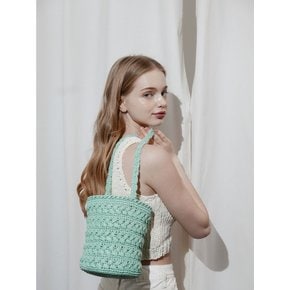 RAFFIA BRAID BUCKET BAG-MINT