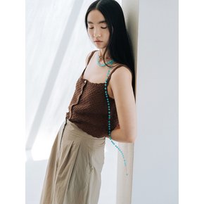 LINEN BLENDED CROCHET VEST_BROWN